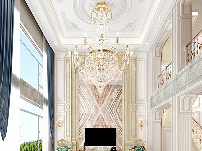 法式别墅客厅模型3d模型