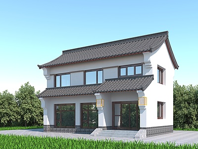 3d中式双层住宅模型