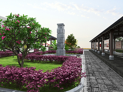3d新中式公园景观模型