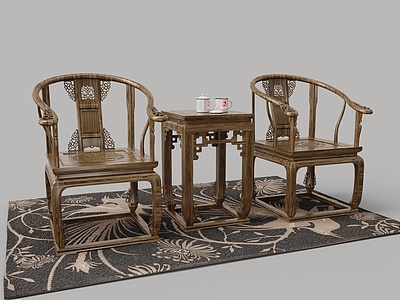 3d实木太师椅模型