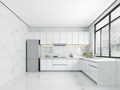 3d厨房厨柜冰箱模型
