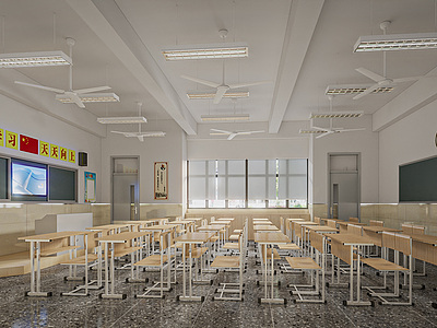 3d现代教室模型
