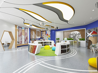 3d现代幼儿园大厅模型