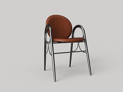 3d金属皮革单椅模型