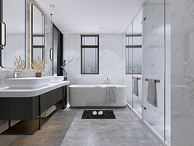 卫生间浴缸浴室柜模型3d模型