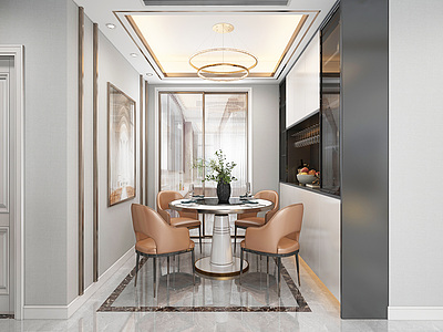 3d现代风格客厅餐厅模型