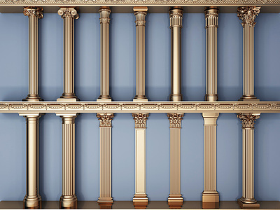 欧式罗马柱雕花柱模型