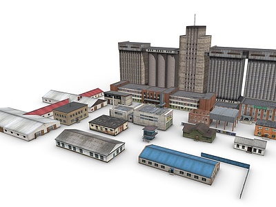 办公楼厂房建筑组合模型