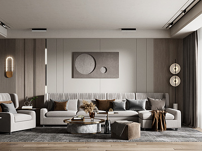 3d客厅沙发组合茶几壁灯模型