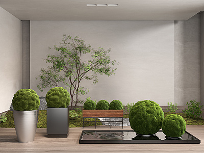 3d植物球盆栽模型