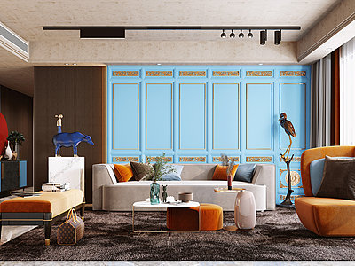 客厅沙发茶几组合饰品3d模型