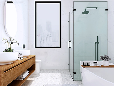 北欧卫生间浴缸淋浴房3d模型