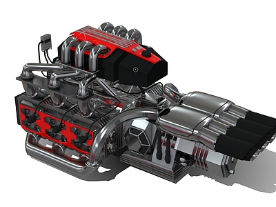 3d汽车引擎汽车发动机模型