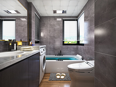 3d卫生间浴缸高低柜模型