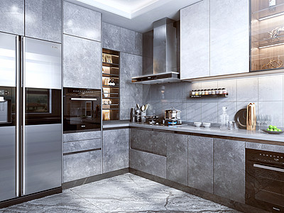3d厨房橱柜厨房电器冰箱模型