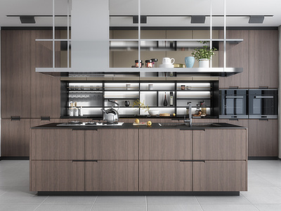 3d厨房橱柜厨房用品模型