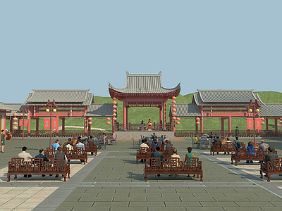 3d中式古建戏台模型