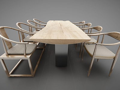 木桌会议桌模型3d模型