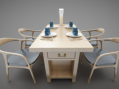 3d木质餐桌模型