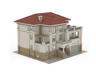 3d欧式别墅模型