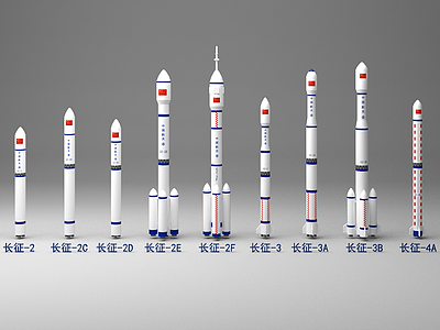 C4D3d長征系列火箭模型模型