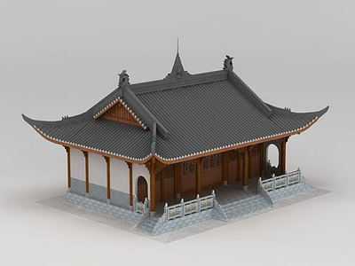 3d中国古代寺庙模型