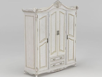 白色欧式衣柜模型3d模型