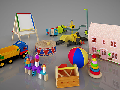 3d儿童玩具积木画板组合模型