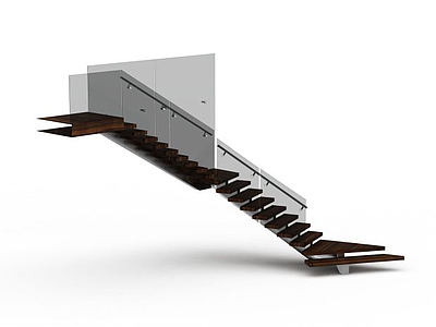 3d现代实木转角楼梯模型