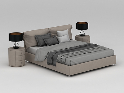 3d现代床模型