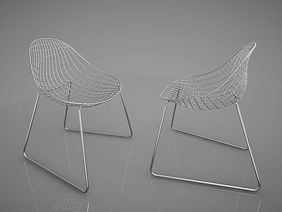 3d现代不锈钢单椅子模型