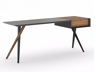 创意实木桌书桌模型3d模型