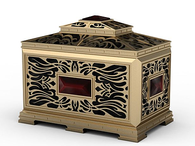 3d纯铜雕花首饰盒模型