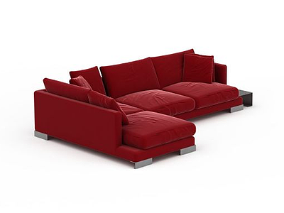 3d欧式红色沙发免费模型