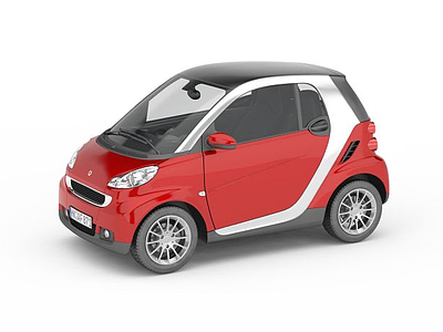 红色smart汽车模型3d模型