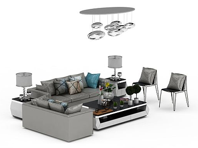 室内沙发茶几组合模型3d模型