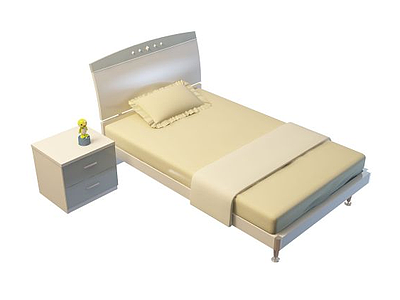 3d现代单人床免费模型