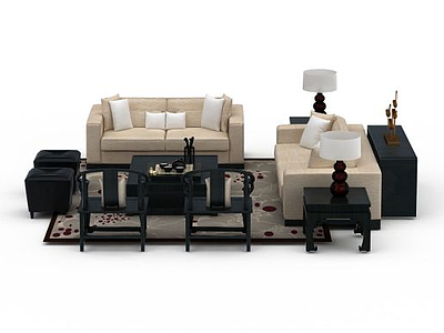 中式客厅沙发模型3d模型