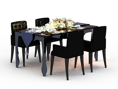 3d餐桌餐椅组合免费模型