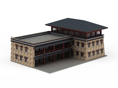 3d藏式民居模型