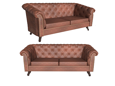 美式双人面包式沙发模型3d模型
