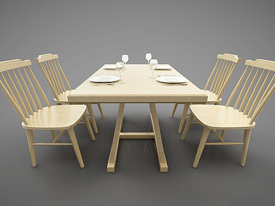 田园餐桌模型3d模型