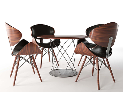 3d北欧特色休闲餐桌椅组合模型
