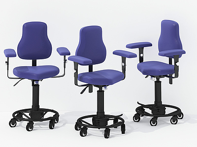 现代带轮办公椅模型3d模型
