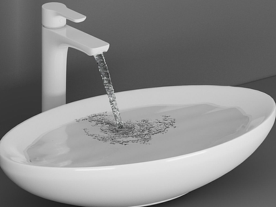 3d现代卫浴用品水龙头洗手盆模型
