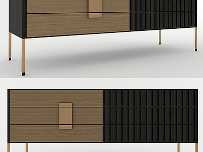 3d现代实木玄关柜装饰柜模型