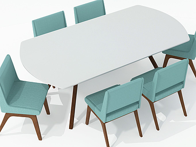 3d北欧简约餐桌椅组合模型