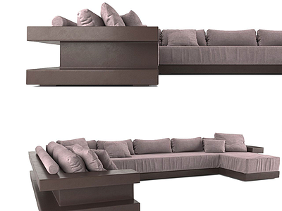 3d现代L型沙发单人沙发模型