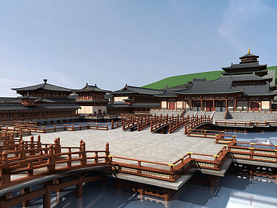 中式古建筑宫殿模型3d模型