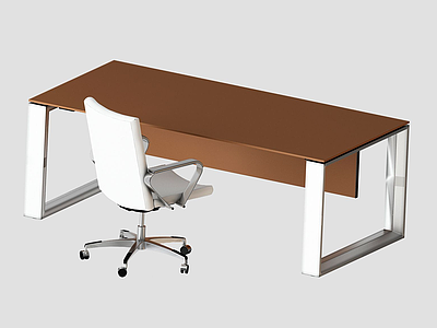 3d现代简约办公桌椅模型